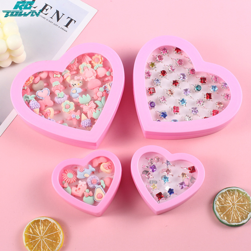 Trẻ Em Vòng Bộ tự làm Công Chúa Cô Gái Đồ Trang Sức Hình Trái Tim Hộp Quà Tặng Phong Cách Phong Phú Kích thước có thể điều chỉnh Đầy Màu Sắc Gạch ngọc pha lê Vòng