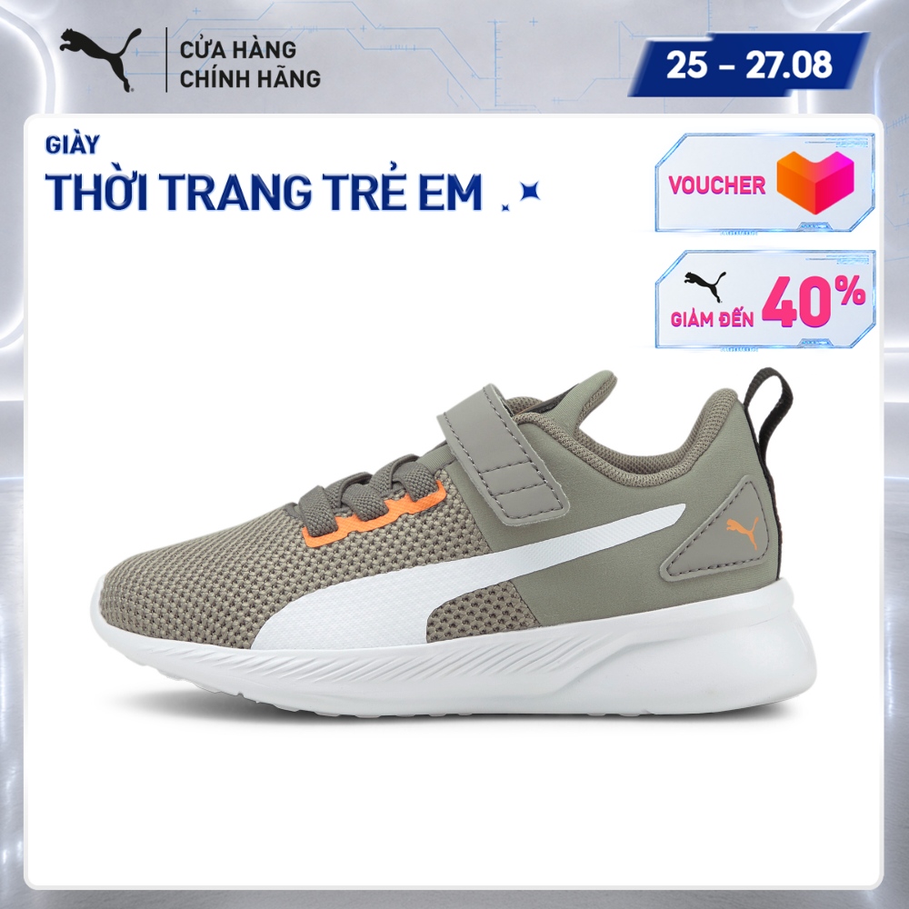 Giày Thời Trang Trẻ Em PUMA Unisex Flyer Runner V PS White-Steeple Gray-Vibrant Orange Màu Trắng
