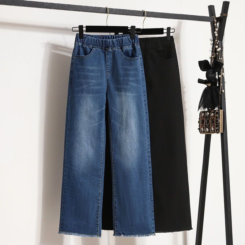 S-4XL Quần Jeans Nữ Baggy Quần Legging rộng lưng co giãn dáng rộng xuân hè thu thời trang phong cách Punk đơn giản Gothic trang phục đường phố Quần dài denim cỡ lỡn đen xanh dương