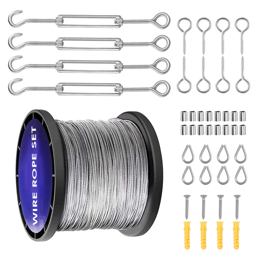 45pcs Steel Rope Kit, 50 m Stainless Steel Wire Rope, Steel Rope Coated with Eyelets, Climbing Aids, Clothesline, Lights Hanging ราคา 606 บาท*ส่งฟรี