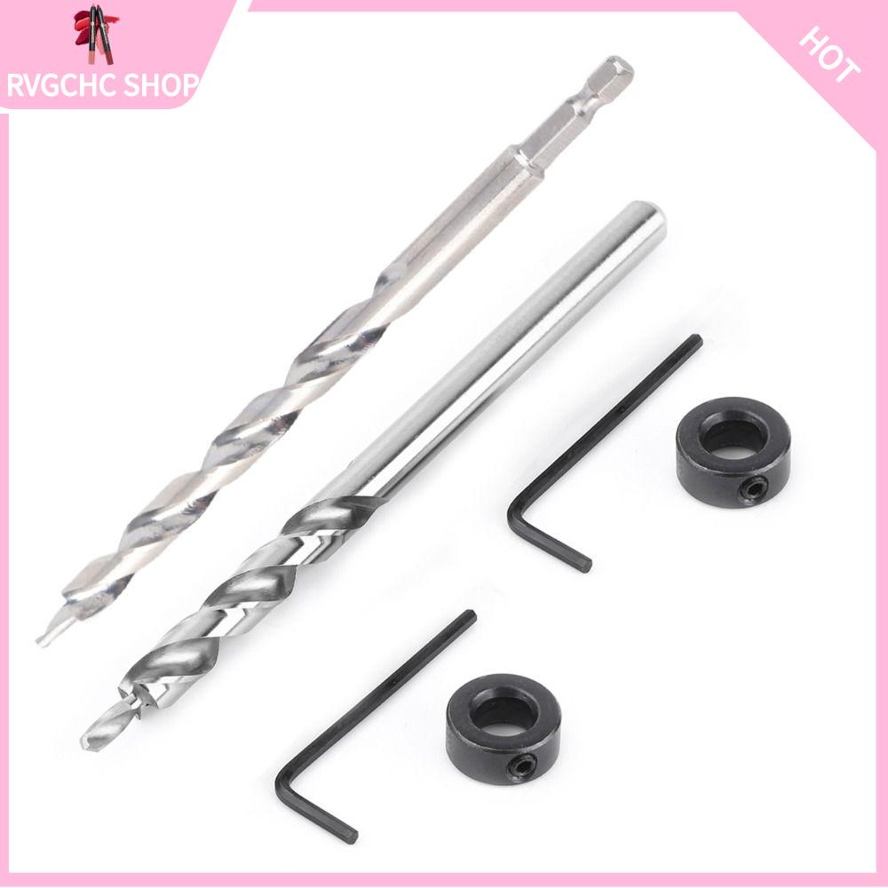RVGCHC SHOP 2 Pcs Chiều dài 6,5 inch Đầu khoan lỗ túi Chân lục giác 1/4 inch 3/8 inch (9,5mm) Đầu khoan thay thế Bền bỉ Khóa dừng độ sâu / Vòng giới hạn Mũi khoan jig lỗ túi Hệ thống jig khoan lỗ túi thủ công