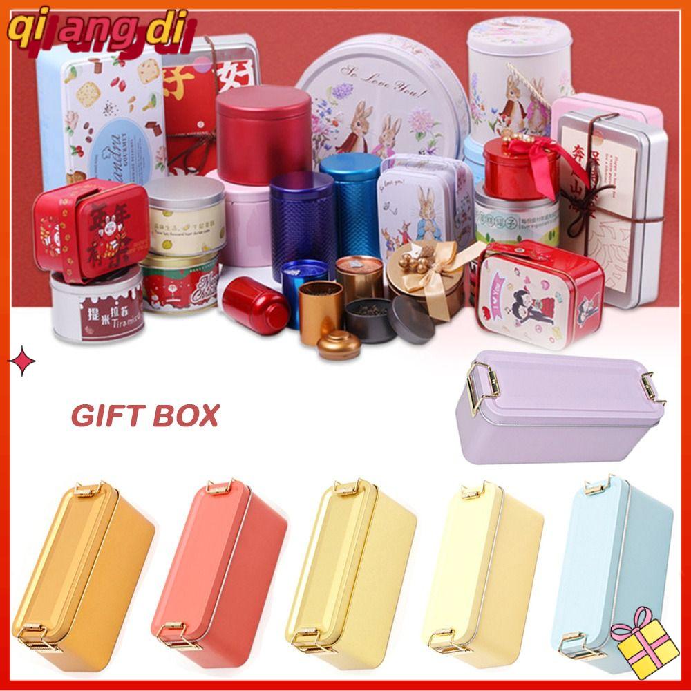 QIANGDI Cổ điển Hộp sắt hình chữ nhật Hình chữ nhật Có nắp Hộp sắt Chất lượng cao Có màu sắc Hộp lưu trữ  loại Bao bì bánh dứa