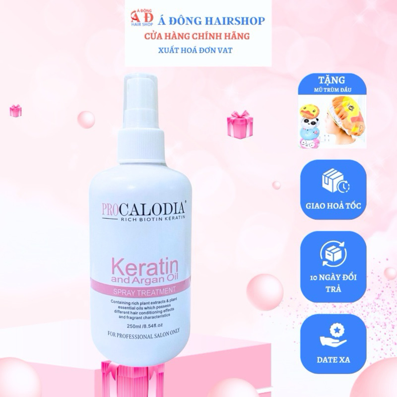 Xịt dưỡng tóc pro calodia keratin spray siêu mềm mượt 250ml