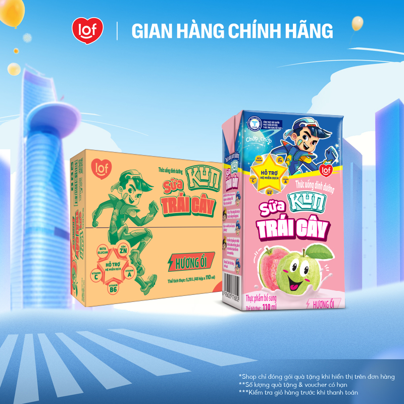 Sữa trái cây Kun vị ổi thùng 48 hộp x 110ml
