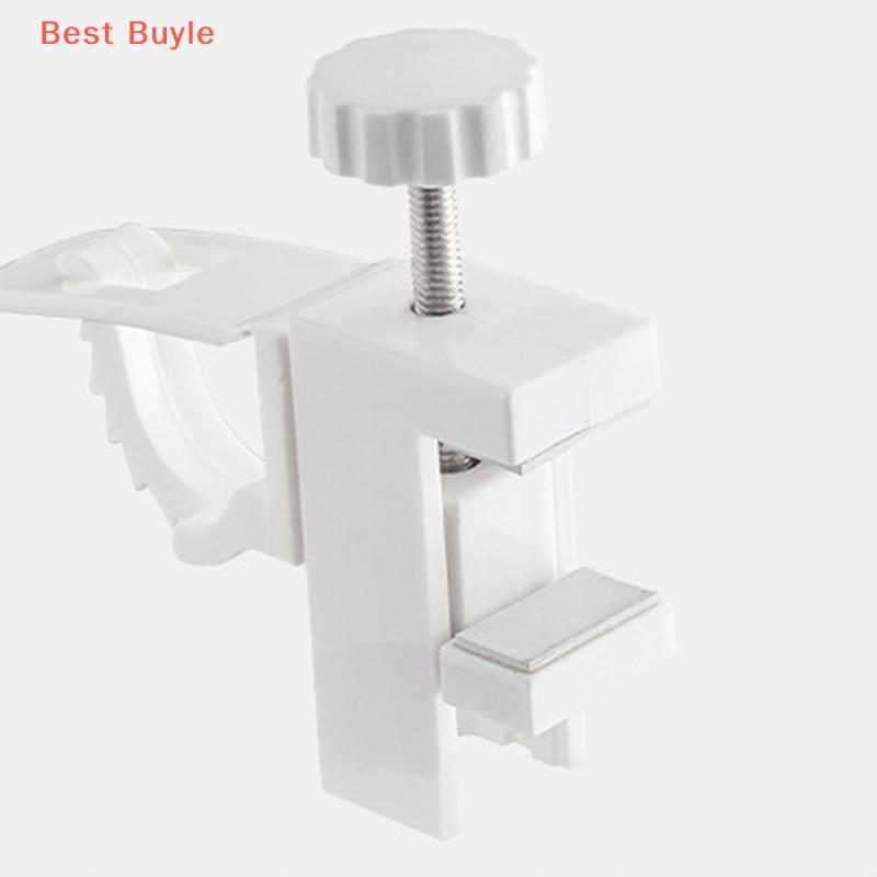 💖Best Buyle 2pcs No Punch Curtain Rod Hooks, No Nail Adjustable Curtain Rod Hooks, Telescopic Rod Clips, Clip-On Rod Holder Fixing Clips