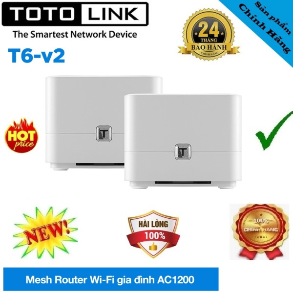 WiFi Mesh Totolink T6-V2 Ac1200 băng tầng kép tốc độ 1200mbps ( 2 Pack )