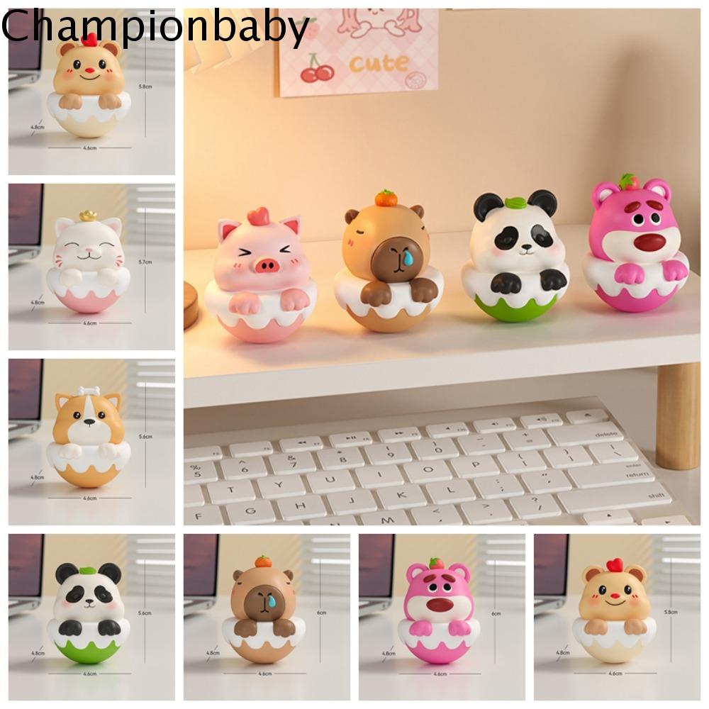 CHAMPIONBABY Cốc vại hình động vật Đồ chơi mô hình capybara Gấu dâu tây Mèo may mắn Mô hình động vật