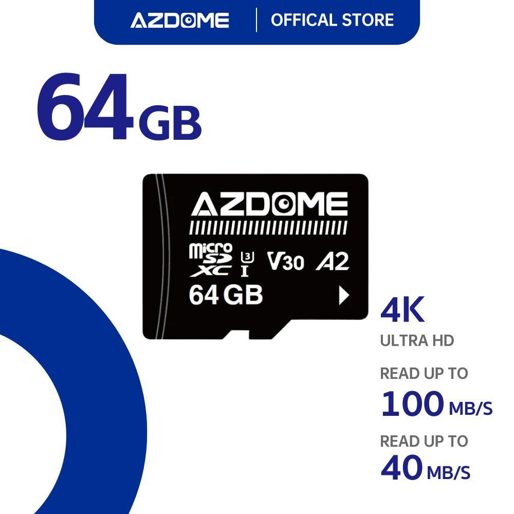 เมมโมรี่การ์ด AZDOME 64GB micro SDXC U3 V30 A2 Memory Card เมมโมรี่คุณภาพสูงสำหรับกล้องติดหน้ารถ รับประกัน 1 ปี - ยี่ห้อ Azdome ราคา 499 บาท*ส่งฟรี