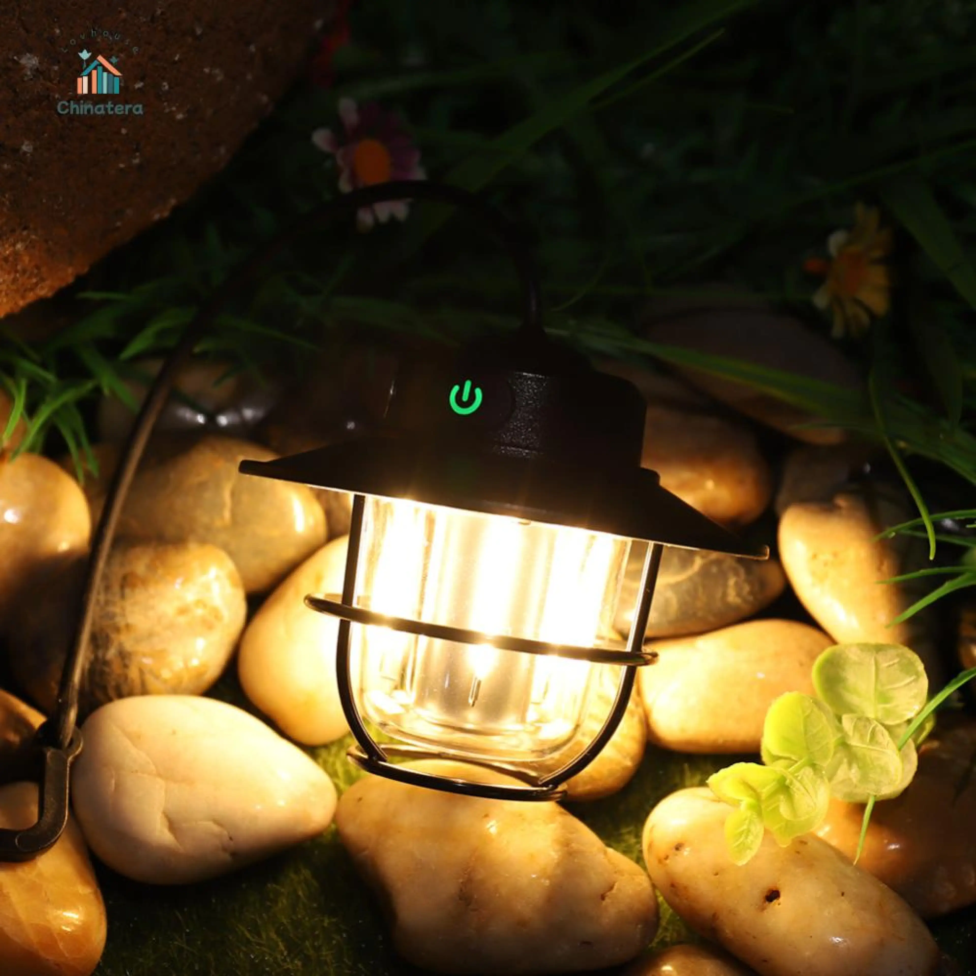 Outdoor Camping Light IPX4 Waterproof LED Portable Lamp Type-C Charging Hanging Ambient Light 4 Gear Camping Lantern Stepless Dimming for Outdoor