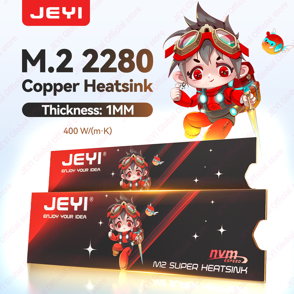 JEYI M.2 2280 Ultra-ThinCopper Heatsink 400W/(m·K) with Nano Thermal Pads NVMe NGFF Pure Copper SSD Cooler for Laptop Desktop ราคา 99 บาท*ส่งฟรี