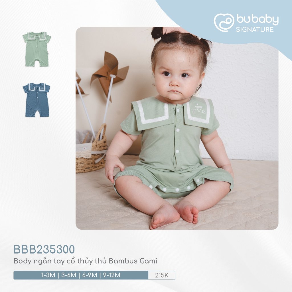 Bubaby - Body ngắn tay cổ thủy thủ Bambus Gami Bubaby thoải mái cho bé