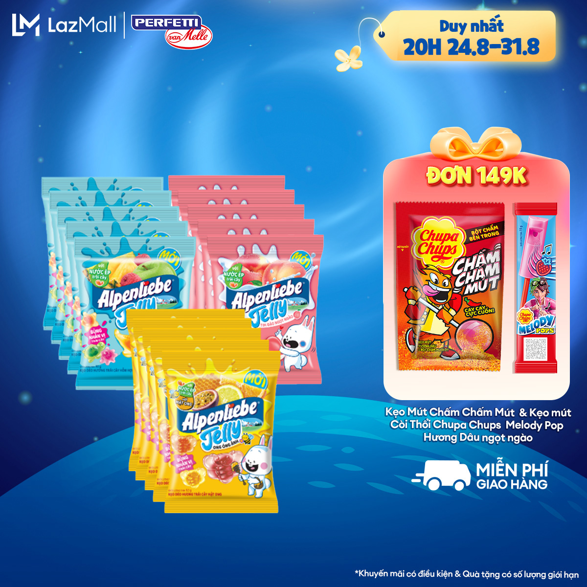 Combo 5 gói Kẹo dẻo Alpenliebe Jelly Biển xanh long lanh