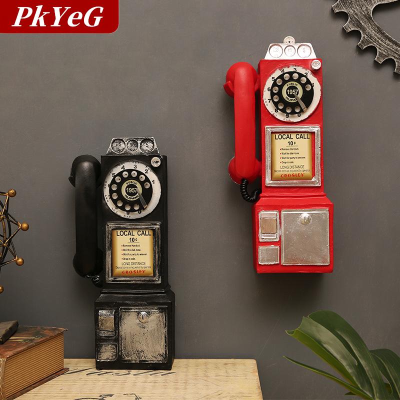[COD] PkYeG Vintage Telephone Model Wall-Mounted Resin Booth Telephone Figurine Rotary Old-fashioned Telephone Ornament Photography Props ราคา 279 บาท*ส่งฟรี