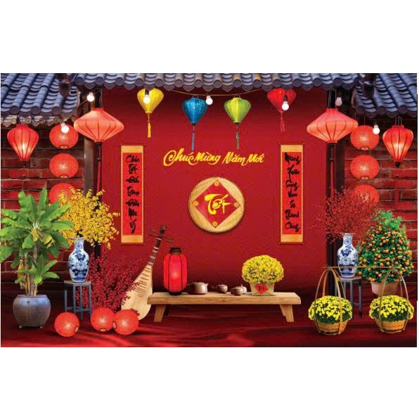 Tranh Vải Trang Trí Tết, Thảm Trang Trí Decor Tiểu Cảnh Tết, Phông Trang Trí Và Chụp Hình Tết