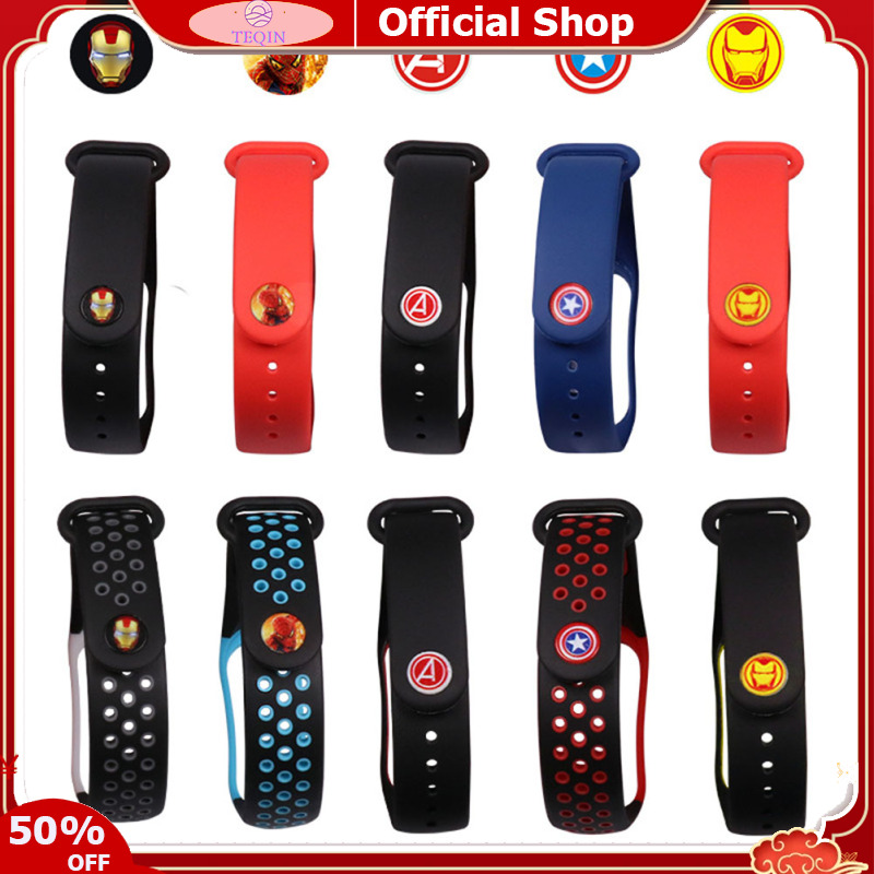 TEQIN IN stock Movie Hero Logo Series Watch Band for Xiaomi Mi Band 4 ราคา 36 บาท*ส่งฟรี