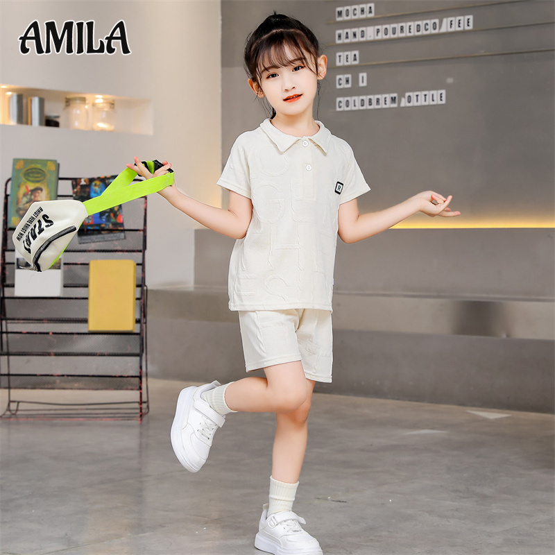 AMILA New summer children's short-sleeved suit, boy's casual shorts, baby's stylish summer dress, girl's Korean two-piece set ราคา  175 บาท*ส่งฟรี