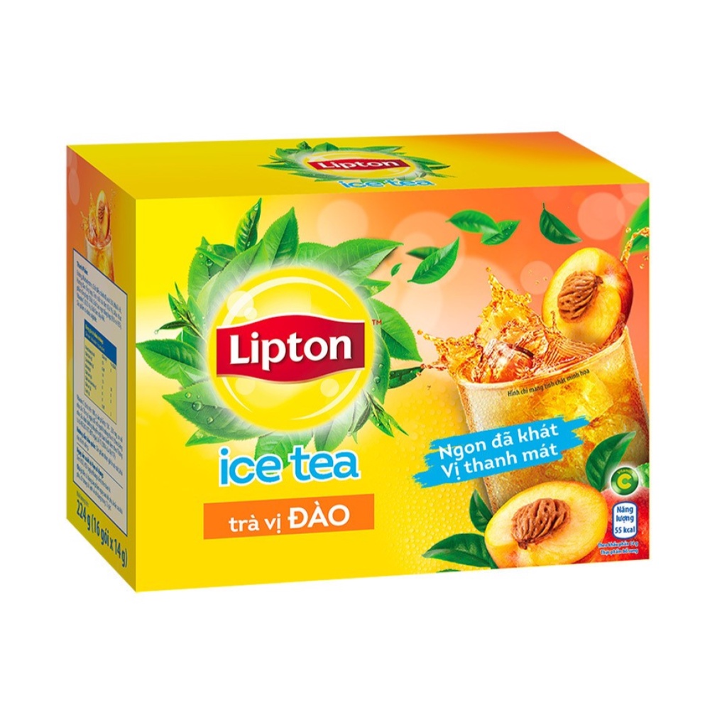 COMBO 3 Trà Vị Đào, Peach Ice Tea, 16 Gói 224g - LIPTON