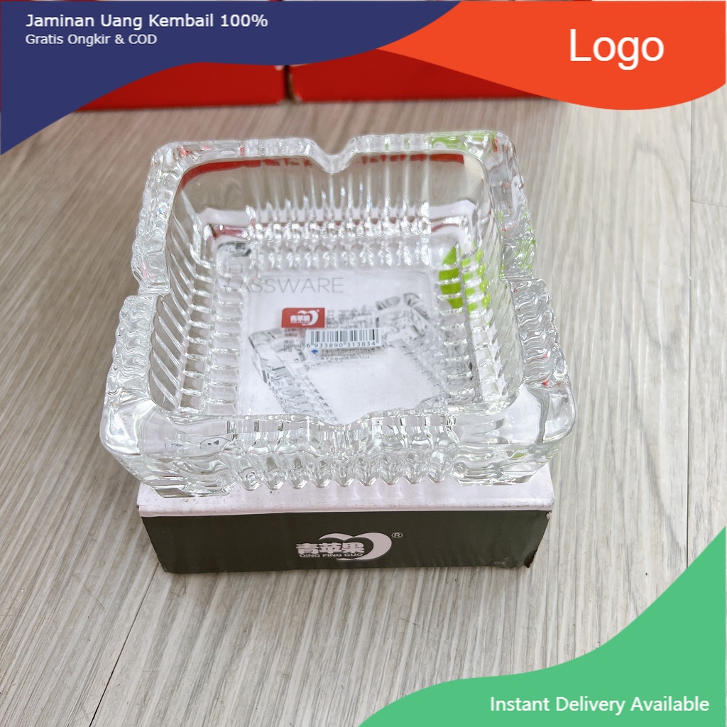 Gạt tàn thuốc lá thủy tinh deli glassware - gạt tàn vuông bằng thủy tinh dày, bền đẹp