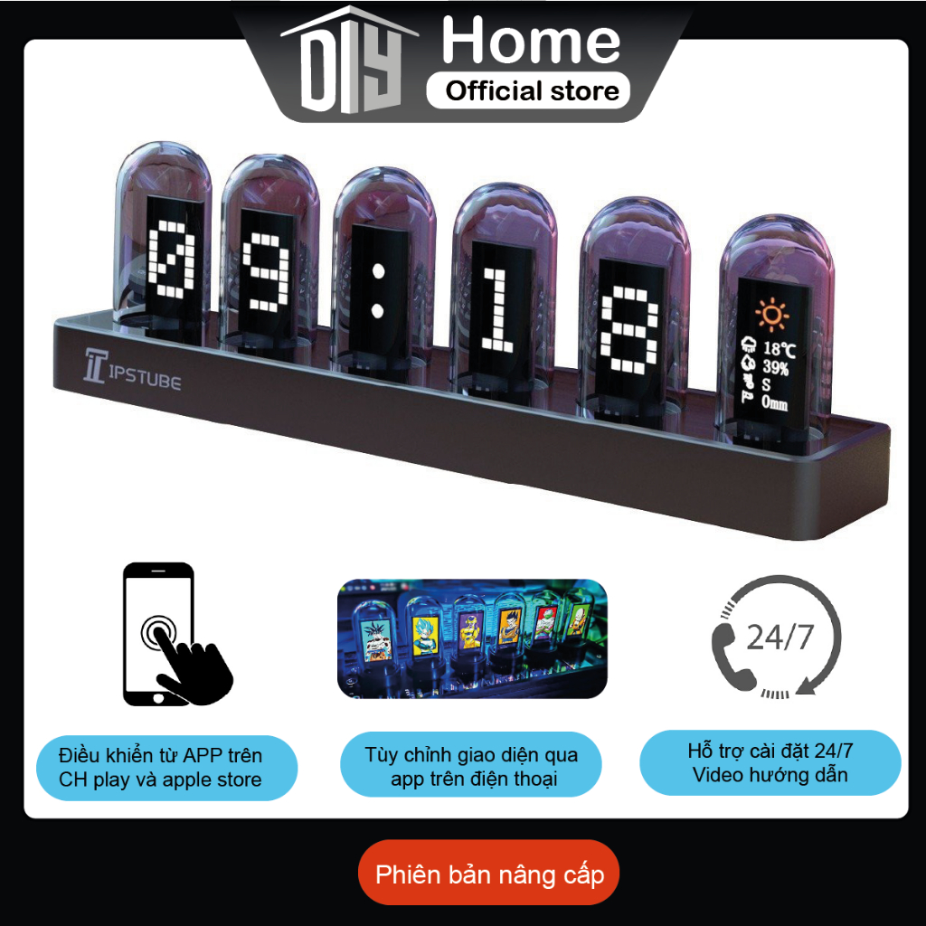 Đồng hồ led để bàn ips colorful led tube app