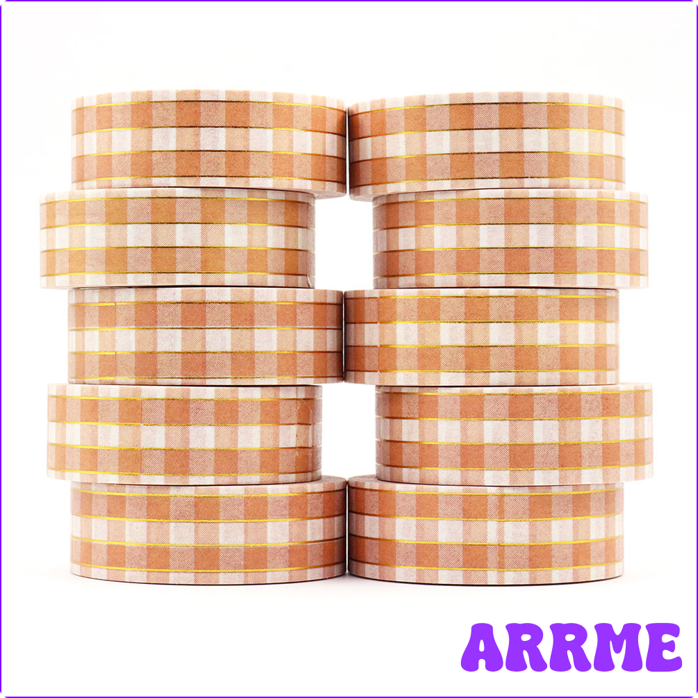 [ARRME] Ruban adhésif Washi StrihearWashi, feuille d'or, bande d'interconnexion sans couture, ruban décoratif bricolage, scrapbooking et album, 15mm x 10m, 10 pièces par lot ☆ ราคา  1,131 บาท*ส่งฟรี