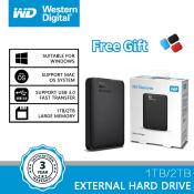 WD Elements 1TB/2TB USB 3.0 Portable Hard Drive - Fast and Reliable