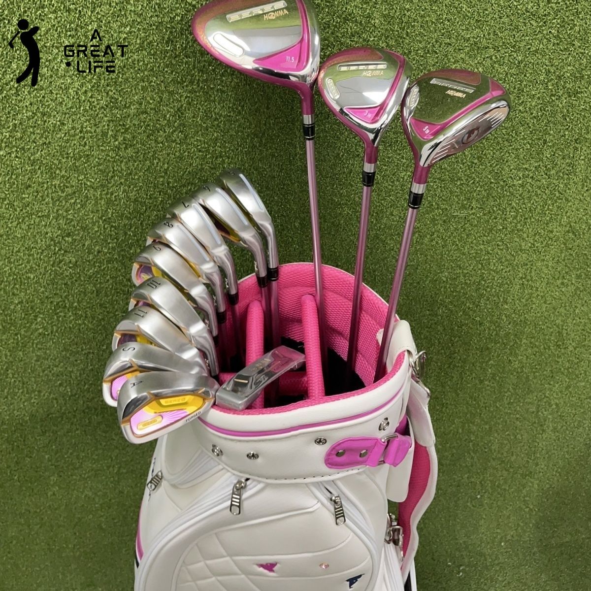 Honma Beres S07 Bộ Câu Lạc Bộ golf nữ 4 sao (Hồng & Tím)-Bộ đồ sắt/gỗ 13 đầy đủ kèm tài xế, Gậy Putter-không có túi