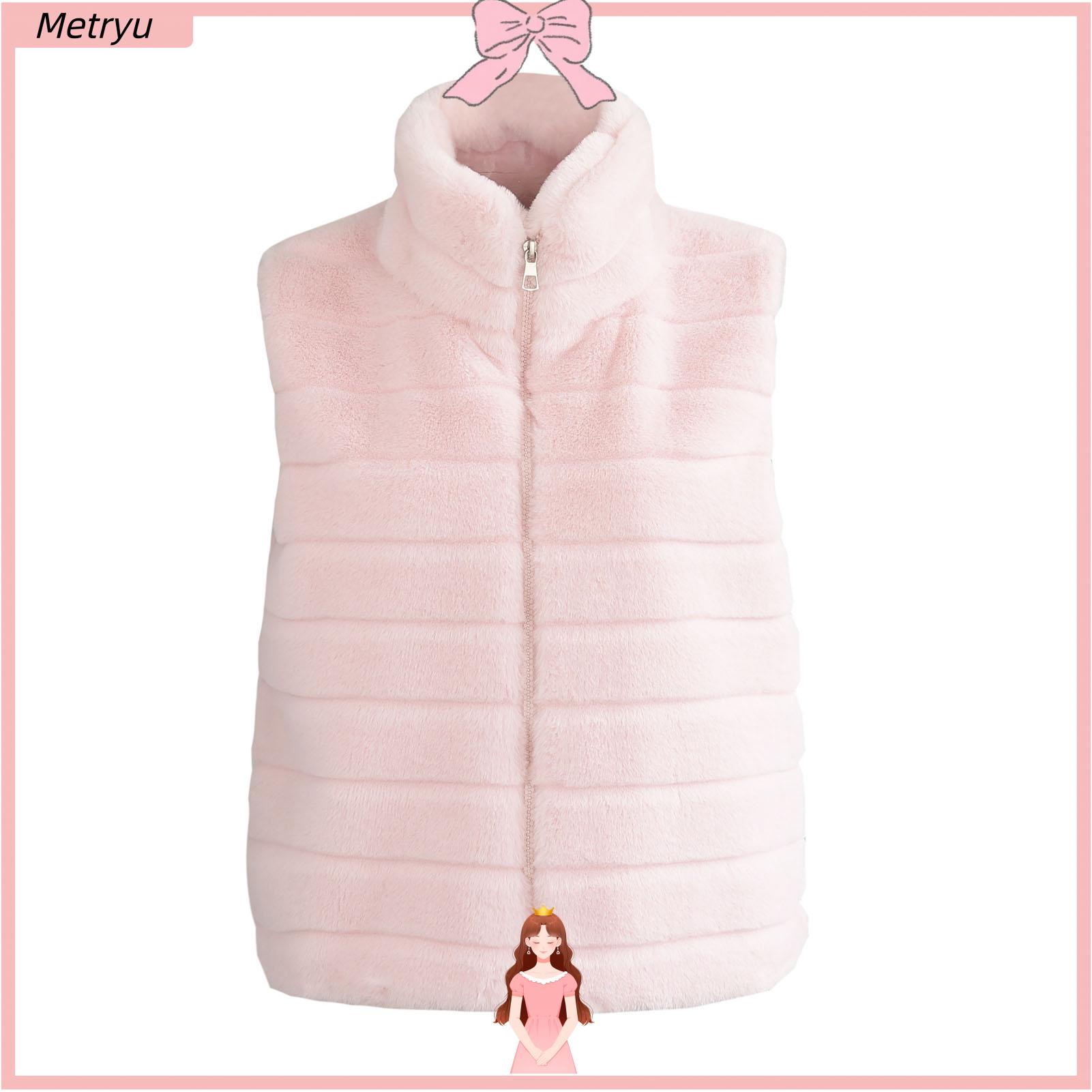Metryu Daily Wear Waistcoat Women Faux Fur Vest Faux Fur Vest for Women Sleeveless Zip-up Cardigan w