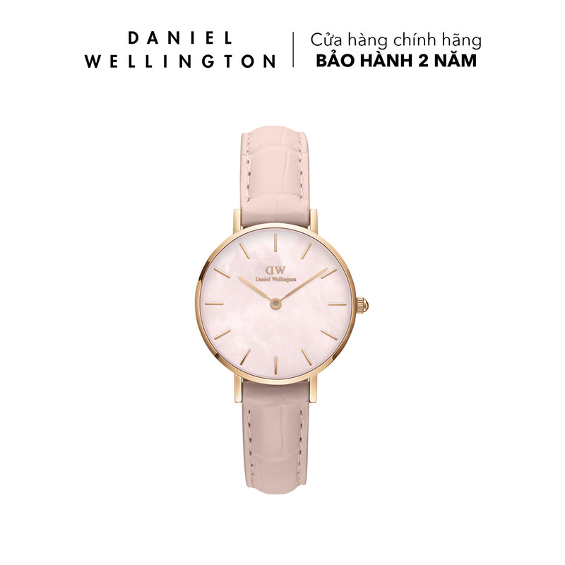Đồng hồ daniel wellington dây da - dw00100511 28 mm petite 28 rouge rg mop mặt đá xà cừ vỏ vàng hồng