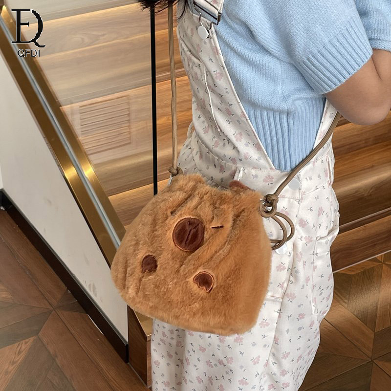 QFDI Capybara plush backpack Cute cute handbag large capacity coin purse grab machine doll