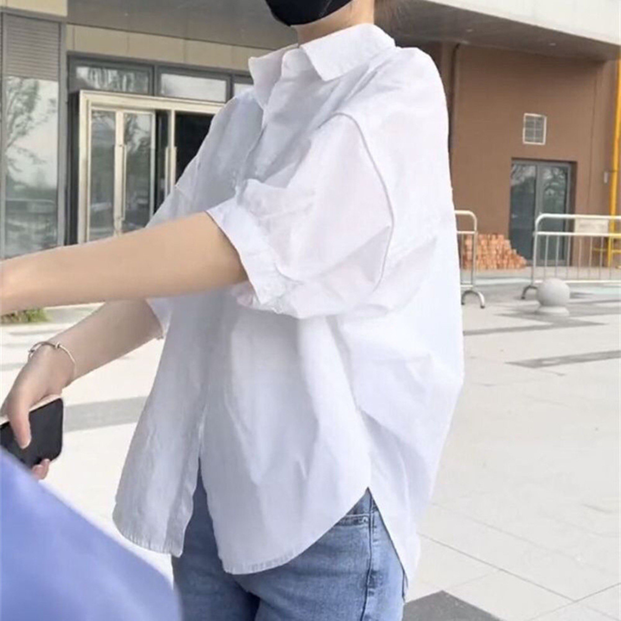 Áo Sơ Mi Ngắn Tay Màu Trắng Áo Sơ Mi Mùa Hè Cho Nữ Áo Sơ Mi Cộc Tay Cỡ Lớn Rộng Rãi Áo Sơ Mi Cá Tính