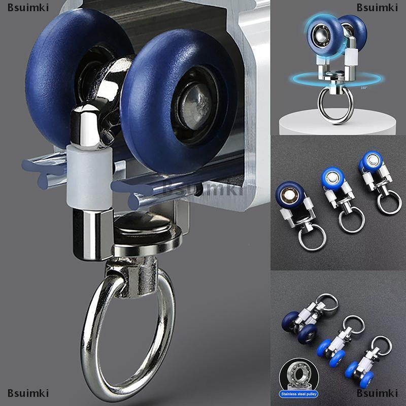 [COD] Bsuimki 4 cái rèm theo dõi con lăn đôi bánh tàu sân bay câm bánh xe Xếp Nếp đường sắt trượt tàu lượn cho Windows tắm phụ kiện rèm