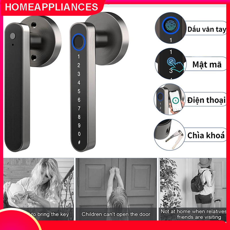 Tay cầm khóa cửa vân tay nắm cửa tròn Phòng mở khoá vân tay thông minh điện tử Văn phòng Tuya Khóa vân tay khóa cửa gỗ phòng ngủ
