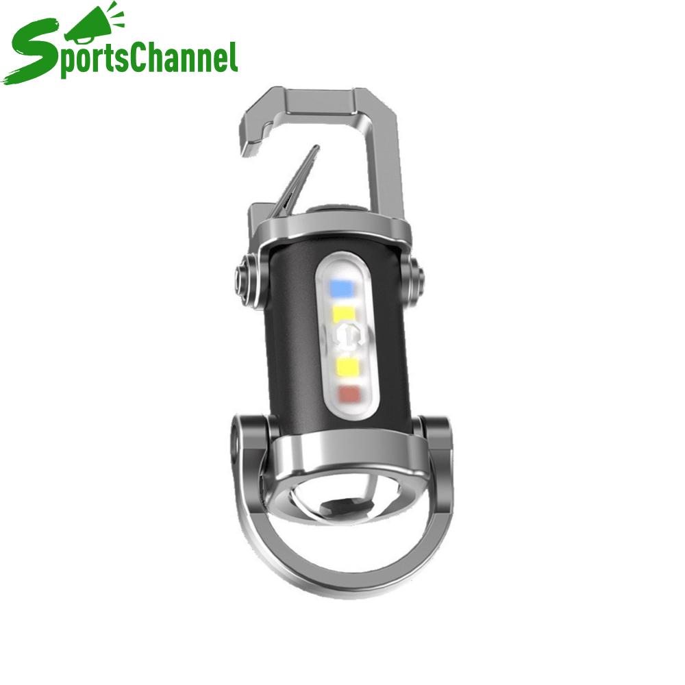 COB LED Đèn pin móc khóa 7 bánh xách tay Móc treo chìa khóa không thấm nước siêu nhẹ Đèn pin cắm trại cho cắm trại đi bộ đường dài