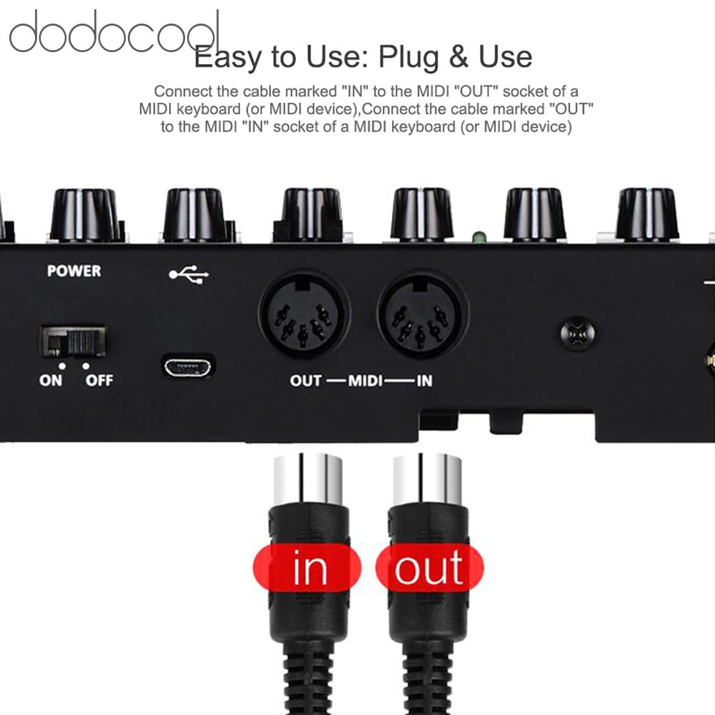 Dodocool Bộ chuyển đổi MIDI USB Hoạt động dễ dàng Đèn LED chỉ báo Chất liệu cao cấp Cáp MIDI sang USB cho bàn phím đàn guitar cho nhạc cụ kỹ thuật số