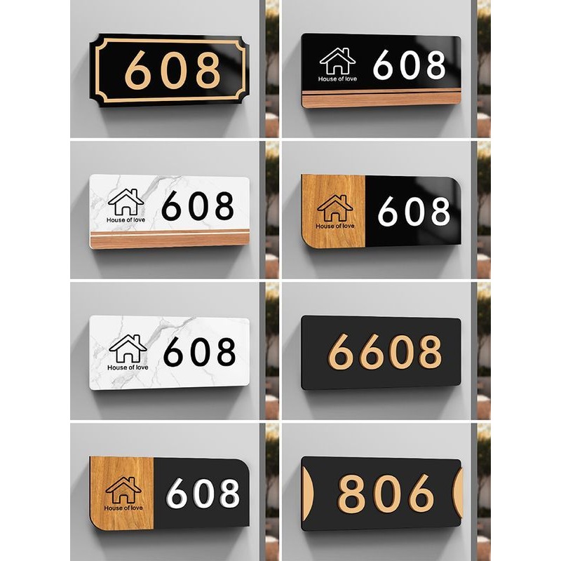 Acrylic House Number Plate Household Customized Number Dormitory Hotel Room Unit Corridor Building Index Plate Order亚克力门牌号码牌家用定制数字宿舍宾馆房间单元楼道楼栋索引牌订 ราคา 90 บาท*ส่งฟรี