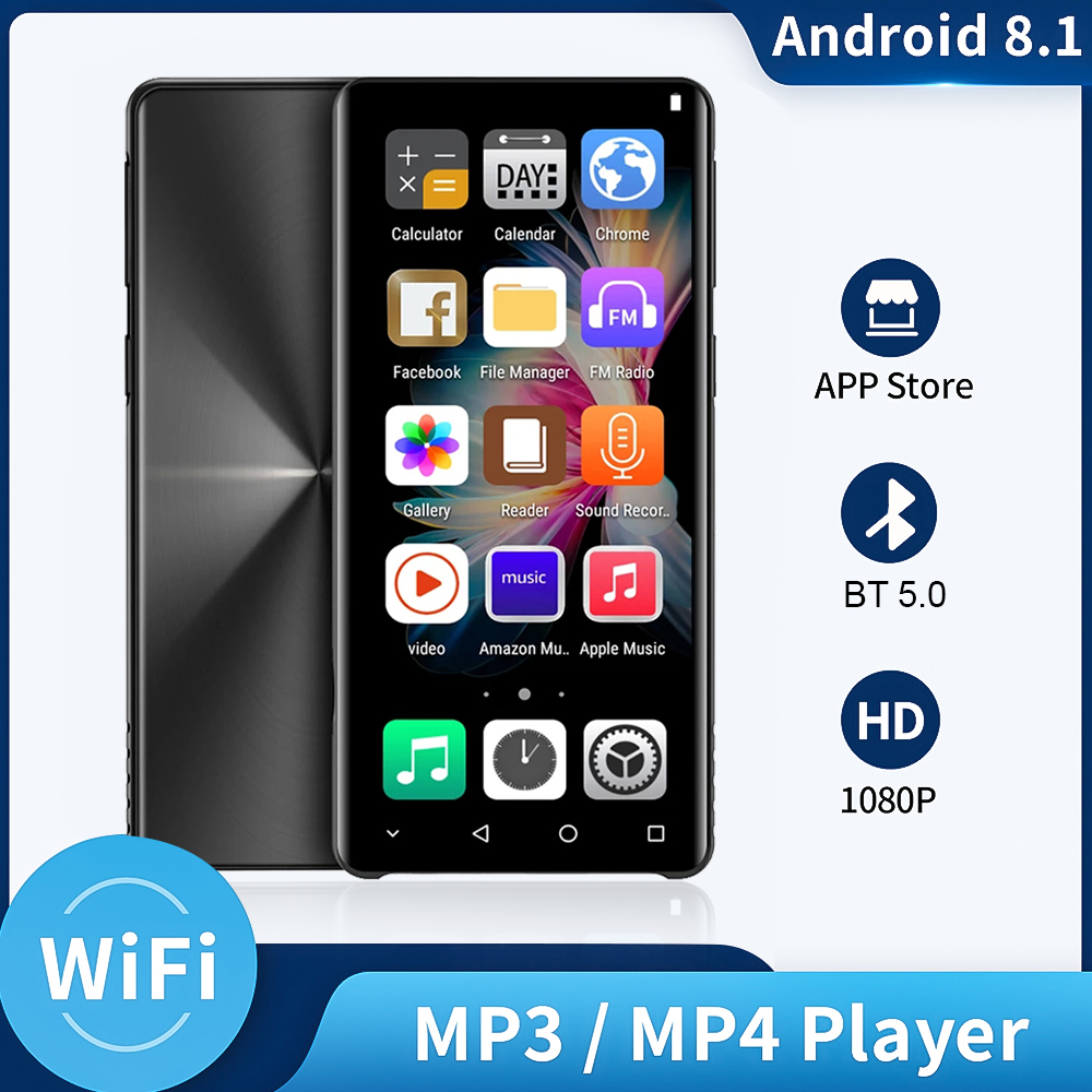 Wifi Android MP3 MP4 Máy Nghe Nhạc 4 Inch màn hình cảm ứng trọn Bộ loa nghe nhạc Bluetooth Cao âm thanh chất lượng máy thu âm đầu phát video FM Đài Phát Thanh E-Book 256G Bộ Nhớ Thẻ