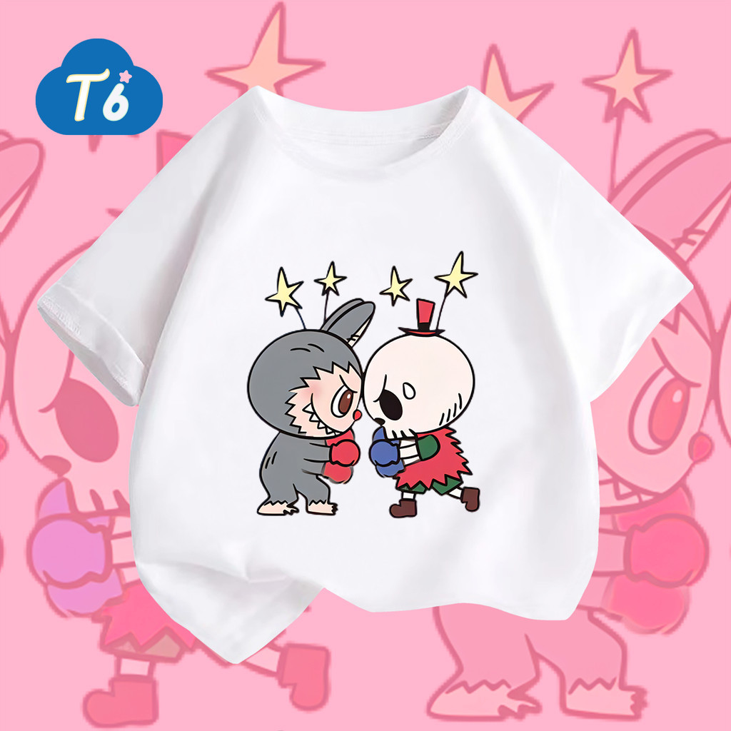 T6🔥มาใหม่ ลายเยอะ ผ้าดีมาก🔥เสื้อยืด เสื้อยืดคอกลมแขนสั้น POPMART LABUBU😘100% Cotton 6สี 100-140 เนื้อผ้าดี ราคา 149 บาท*ส่งฟรี