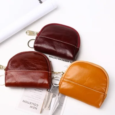 [SG] Genuine Leather ID Card Holder Purse Zipper Coin Pouch Key Holder