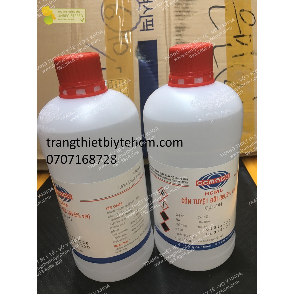 Cồn tuyệt đối 99,5 độ tinh khiết thí nghiệm chai 1 lít, dùng sát trùng diệt khuẩn