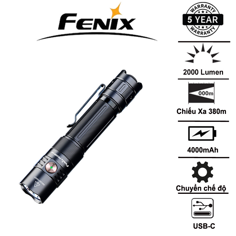 Fenix PD35R ACE – Đèn Pin Chiến Thuật 2000 Lumen chiếu xa 380m Tùy Chỉnh 3 Chế Độ Sáng