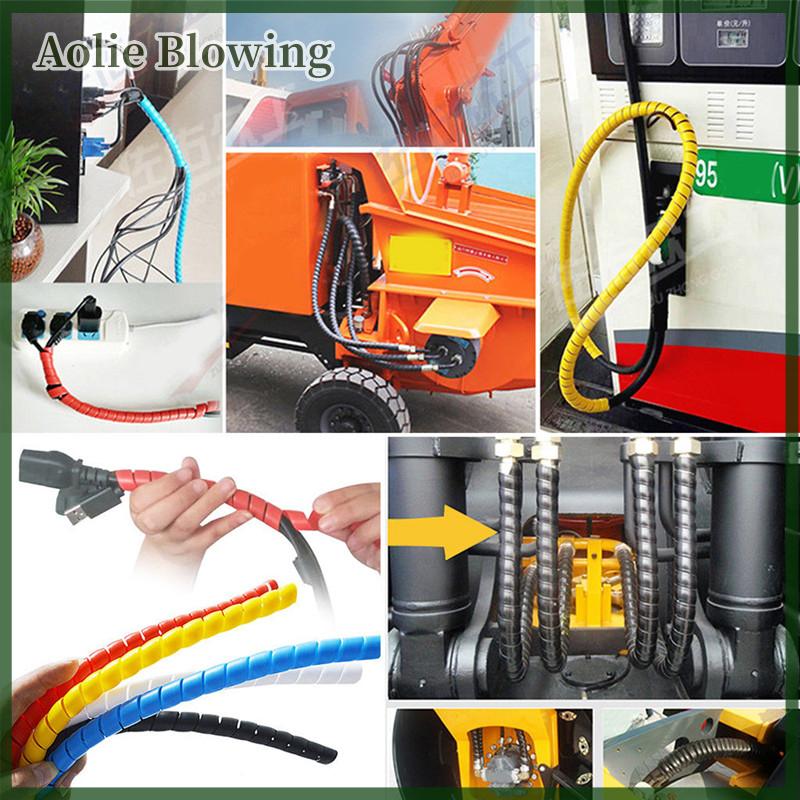 Aolie 1m 10mm 14mm đầy màu sắc xoắn ốc dây tổ chức Bọc ống chống cháy Cáp tay áo