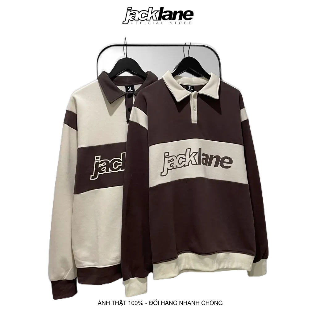 we Áo Sweater Polo oversize Jack Lane Striped, Áo sweater phối có cổ Jack Lane, Local Brand JACK LANE 23