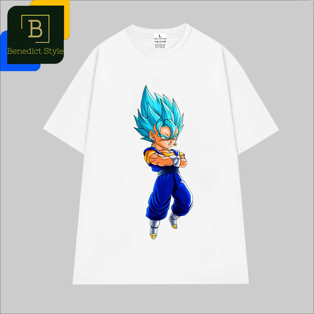 Cao cấp - Áo thun oversize hình Vegito chibi hợp thể của Goku và Vegeta 7 viên ngọc rồng manga Drago