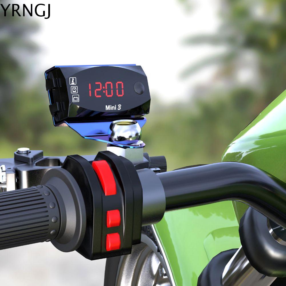 YRNGJ Di động Chống bụi Ba trong một Màn hình kỹ thuật số IP67 Đồng hồ điện tử xe máy Nhiệt kế Đồng hồ LED Vôn kế