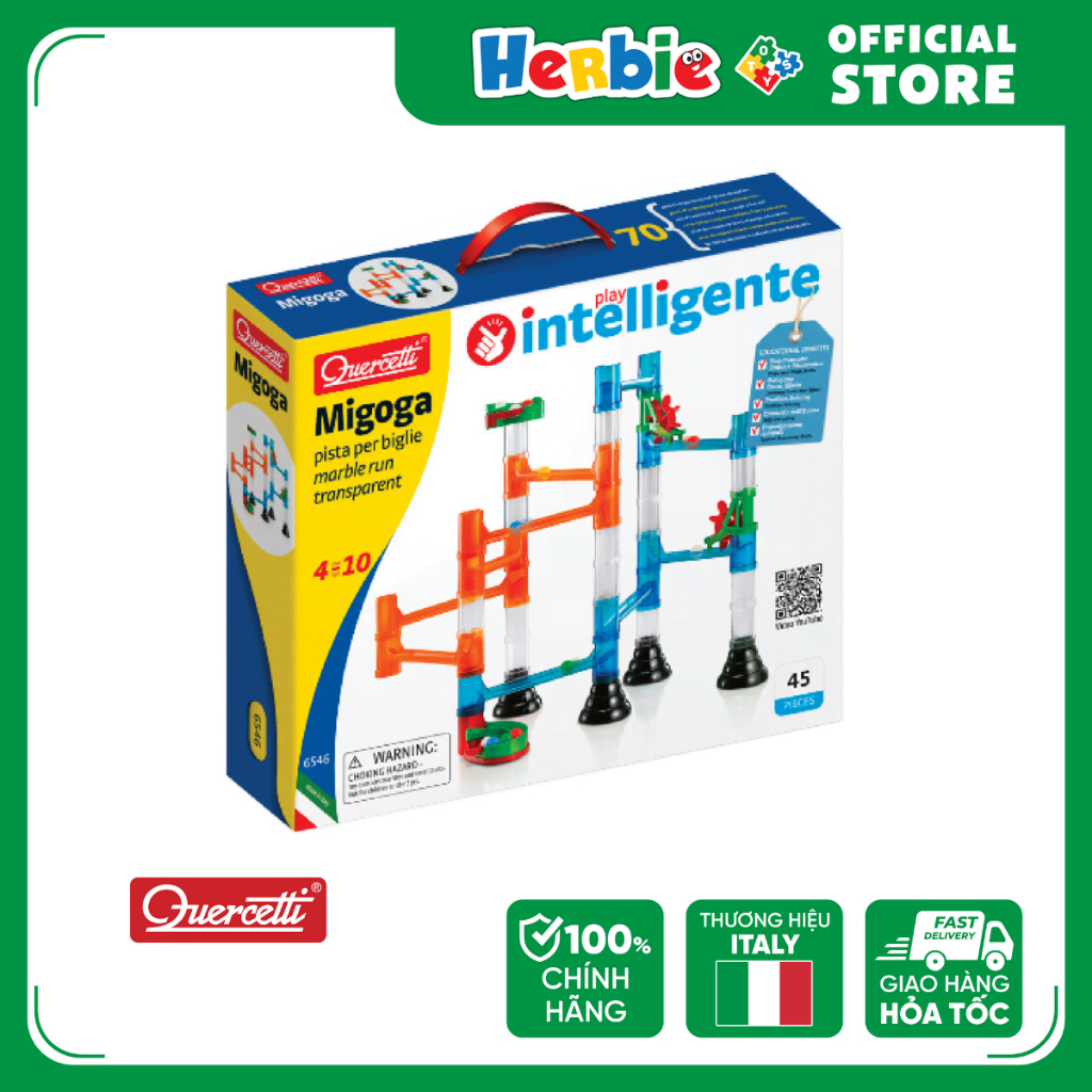 Đồ Chơi Giáo Dục Phát Triển Trí Tuệ QUERCETTI 6546 Migoga Marble Run Transparent 45 Pieces