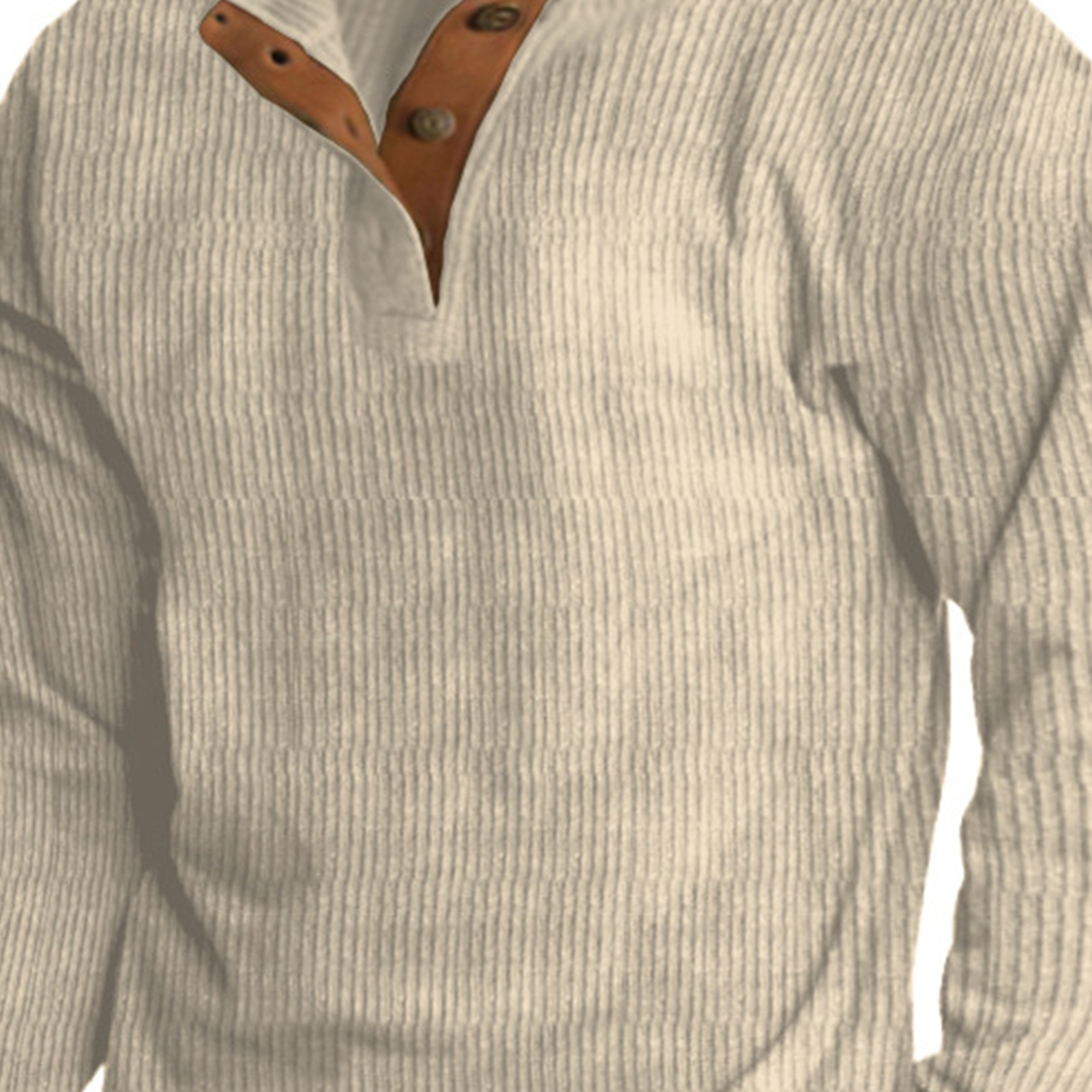 Versatile Pullover Top Men's Retro Button Patchwork Sweater Classic Stand Collar Pullover for Autumn Winter Versatile456_voghion.com