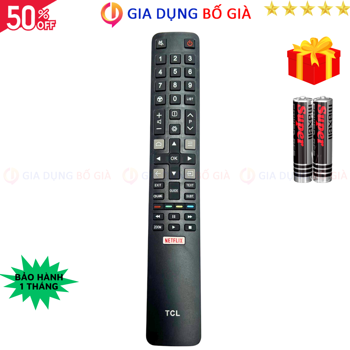 Remote điều khiển tivi TCL Mã 05 SMART RM-L1508, điều khiển TV TCL các dòng LED / LCD - Tặng kèm pin - GDBG