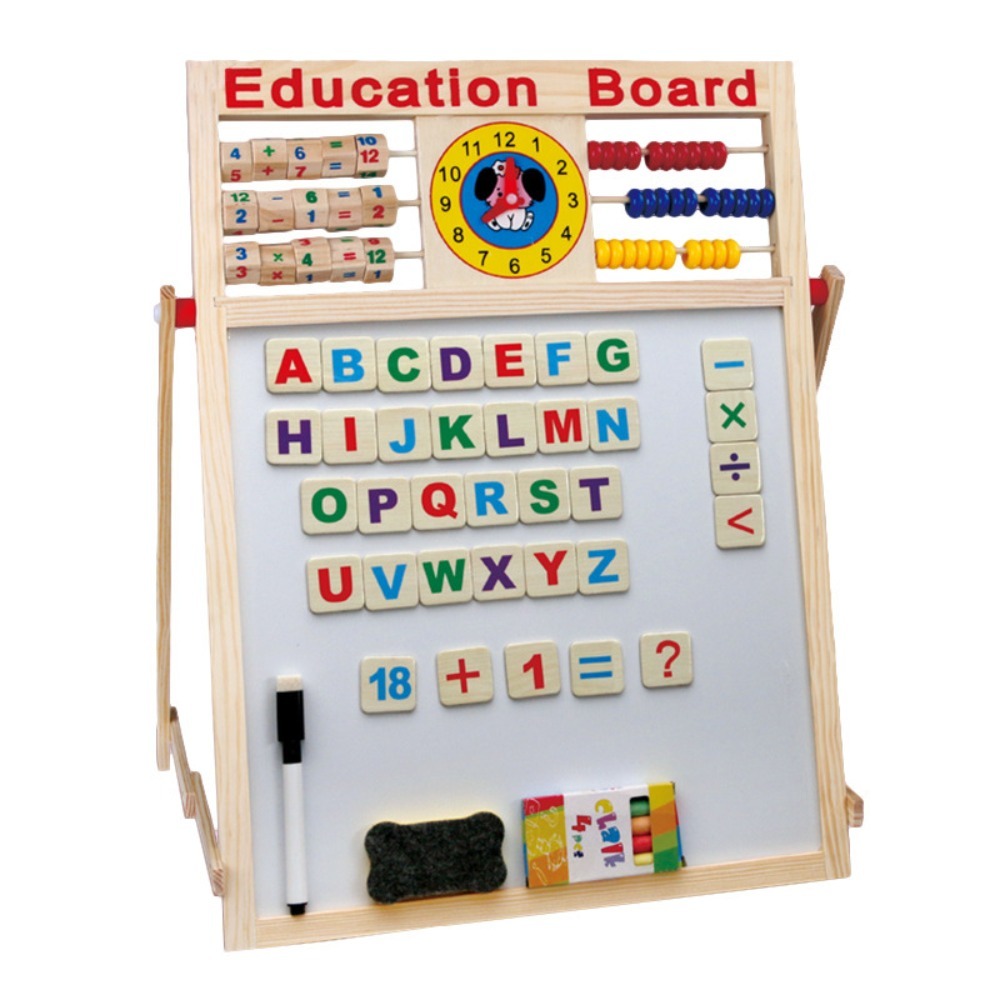 NEXASHOP Wooden Material Wooden Blackboard 2in1 Function Double-sided Design Drawing Board Educational Equipment Learning Tool Double-side ic Board Children Education