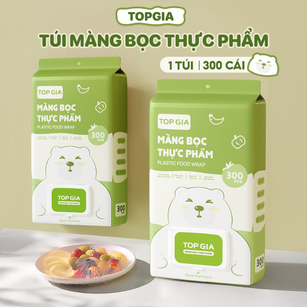  Túi bọc thực phẩm treo tường TOPGIA chất liệu PE an toàn chun siêu dai và đàn hồi cao,tặng móc 