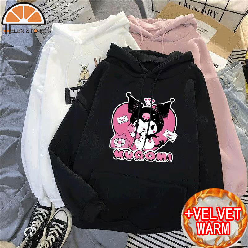 HS trẻ em Hoodies cô gái dễ thương phim hoạt hình áo mới phong cách mùa đông nhung dày thời trang áo khoác học sinh